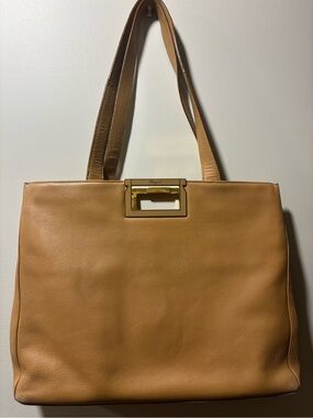 Salvatore Ferragamo Camel/Tan Leather Shoulder Bag with Gold Hardware
